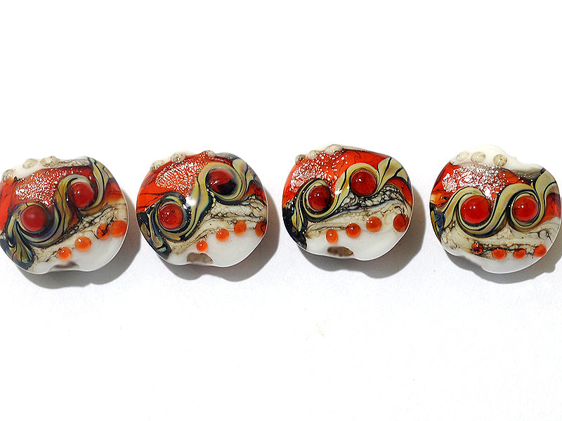 10705612 - Four Fire Red Stardust Lentil Beads
