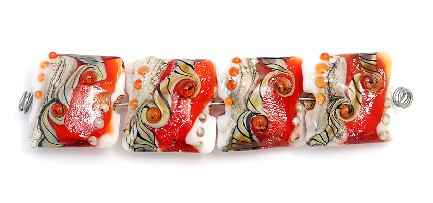 10705614 - Four Fire Red Stardust Pillow Beads