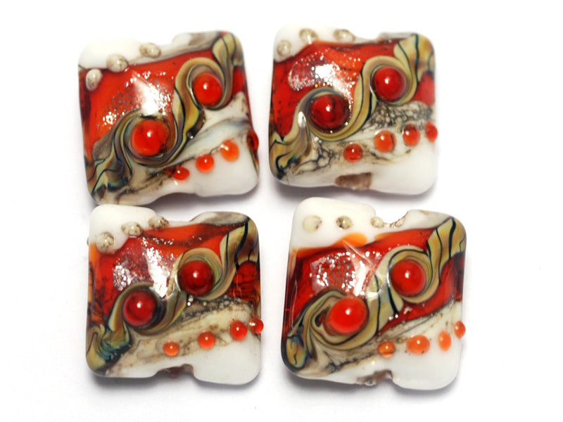 10705614 - Four Fire Red Stardust Pillow Beads