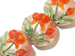 10705912 - Four Vermilion Flower Lentil Beads