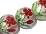 10706112 - Four Crimson Flower Lentil Bead