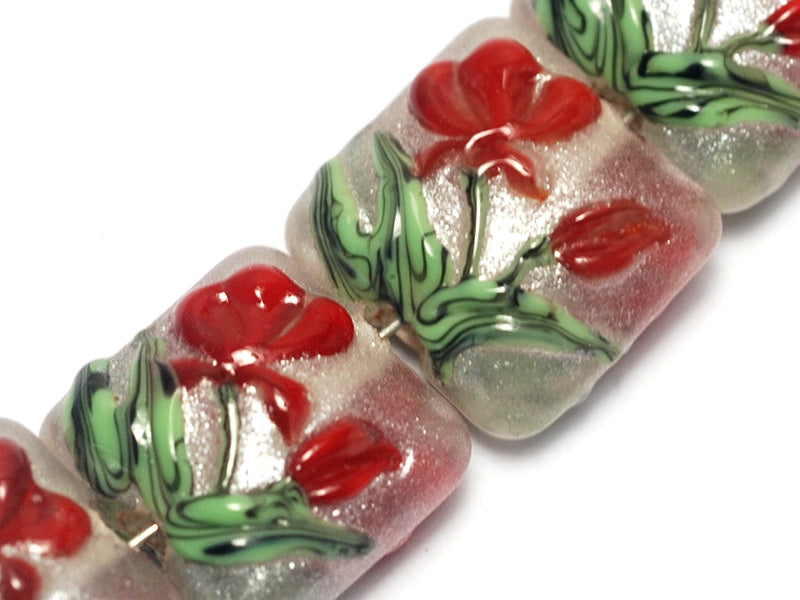 10706114 - Four Crimson Flower Pillow Beads