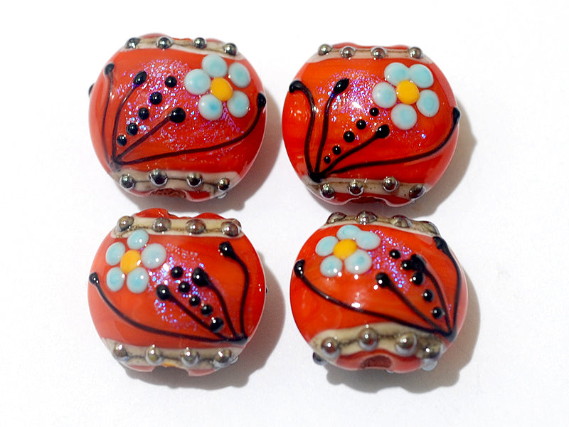 10706512 - Four Vintage Florals Lentil Beads