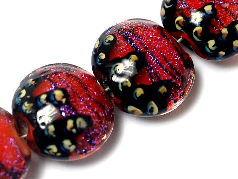10706712 - Four Passion Pink Shimmer Lentil Beads