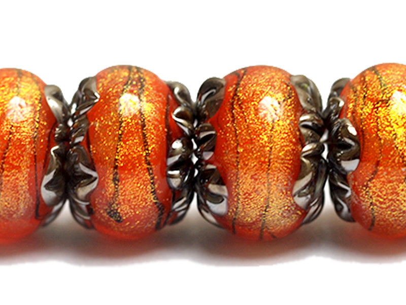 10706821 - Six Bonfire Shimmer Rondelle Beads