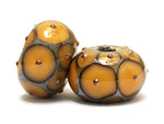 10801321 - Six Butterscotch w/Metal Dots Rondelle Beads