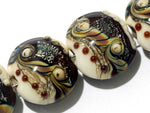 10902812 - Four Dark Cherry Stardust Lentil Beads