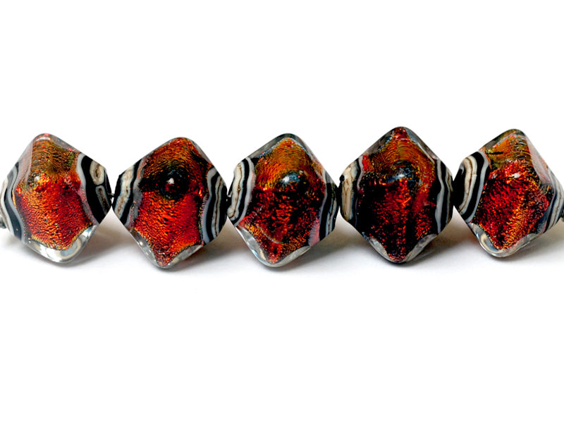 10903007 - Five Hot Lava Dichroic Crystal Shaped Beads