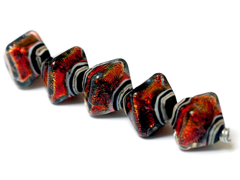 10903007 - Five Hot Lava Dichroic Crystal  Shaped Beads