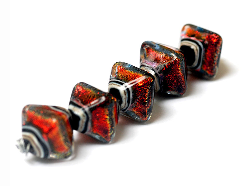 10903007 - Five Hot Lava Dichroic Crystal  Shaped Beads