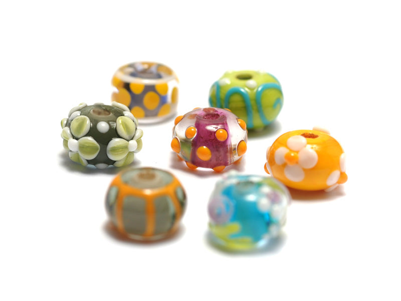 11001001 - Seven Colorful Rondelle Beads