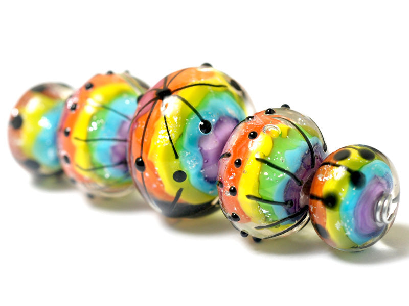 11008211 - Five Rainbow Balloons Graduated Rondelle Beads
