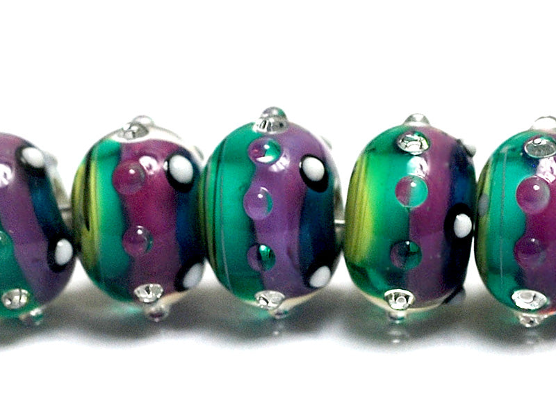 11008701 - Seven Begonia Stripes Rondelle Beads