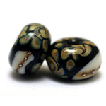 11105001 - Seven Black/Ivory & Beige Rondelle Beads