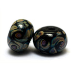 11200801 - Seven Black w/Twisted Beige Rondelle Beads