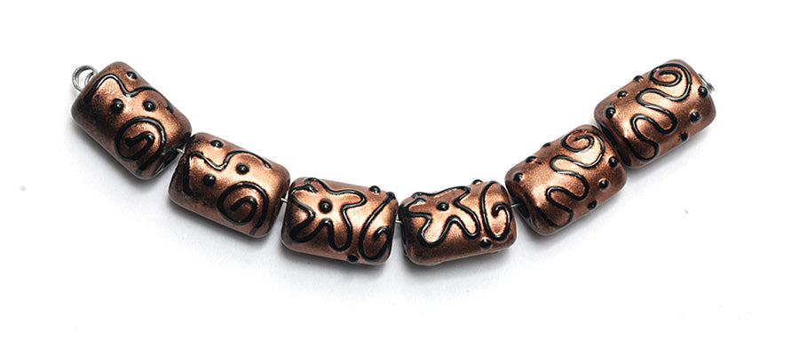 11204403 - Six Copper Pearl Surface w/Black Mini Kalera Beads
