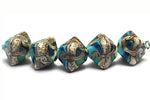 11605607 - Five Turquoise/Ivory Crystal Beads