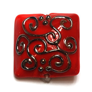 11807204 - Red w/Metal Color String Pillow Focal Bead