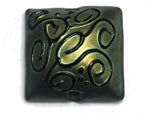 11808004 - Green Pearl Surface w/black String Pillow Focal Bead