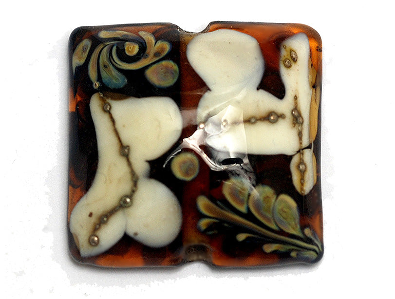 11809704 - Dark Brown w/Ivory Pillow Focal Bead