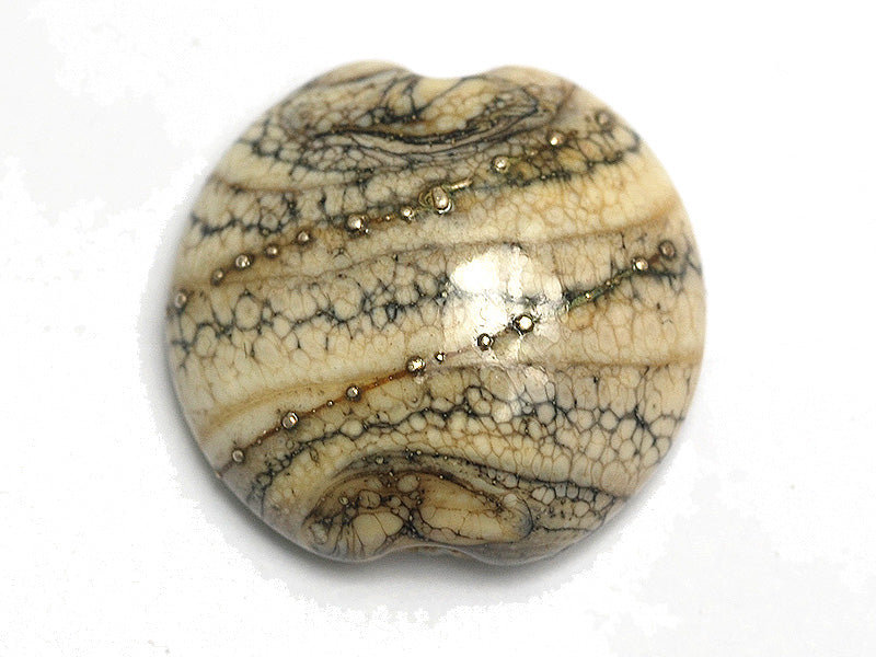 11810902 - Dark Ivory w/Silver Lentil Focal Bead