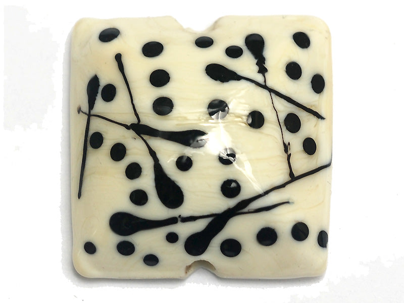 11812704 - Ivory w/Black Pillow Focal Bead