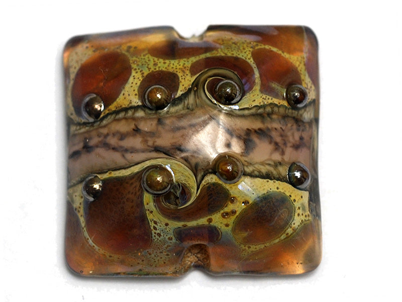 11814004 - Dark Amethyst w/Silver Foil Pillow Focal Bead
