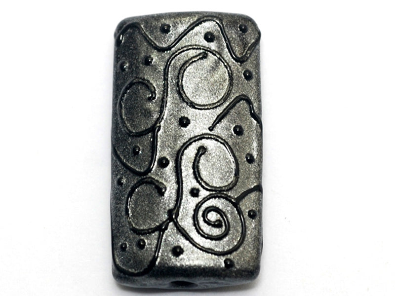 11814303 - Silver Pearl w/Black Swirl Kalera Focal Bead