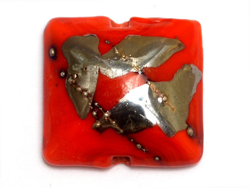 11819504 - Electric Orange Metallic Pillow Focal Bead