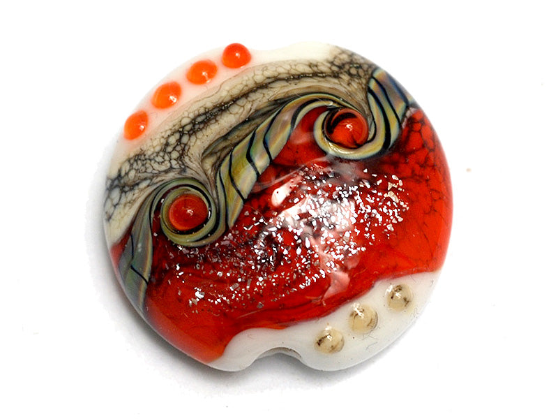 11831102 - Fire Red Stardust Lentil Focal Bead