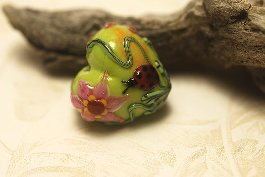 11833105 - Ladybug on Spring Green Heart