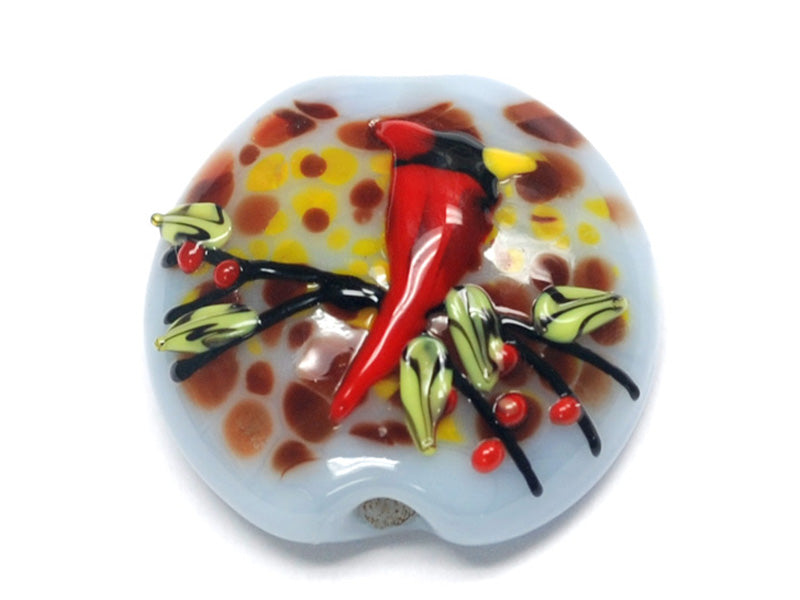 11834602 - Autumn Red Cardinal Lentil Focal Bead