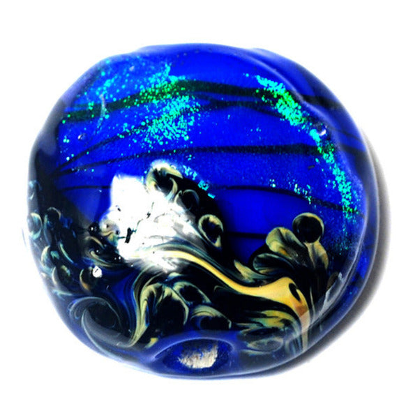 11836402 - Sapphire Sea Shimmer Lentil Focal Bead