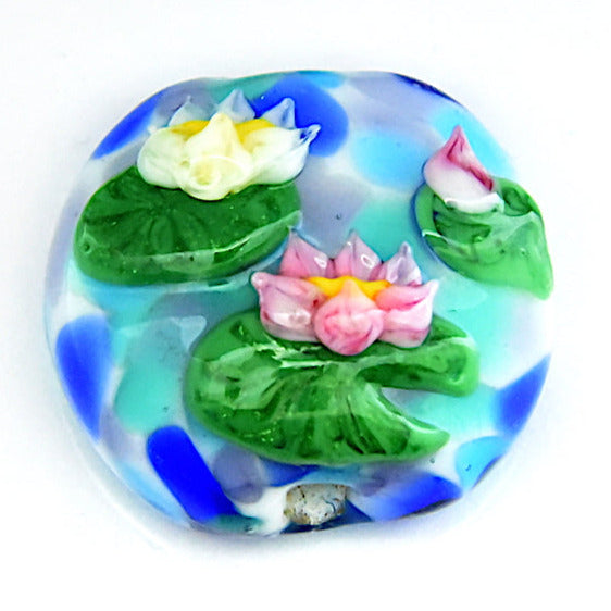 Water Lily Pond Lentil Focal Bead