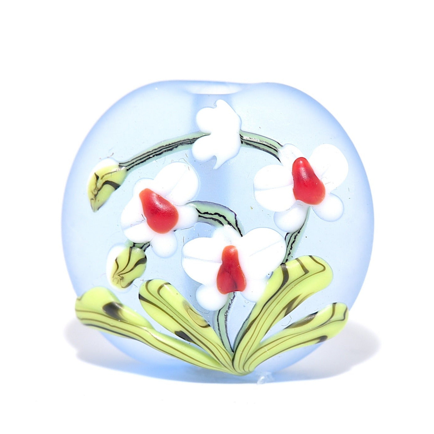11842502 - White Orchid Lentil Focal Bead