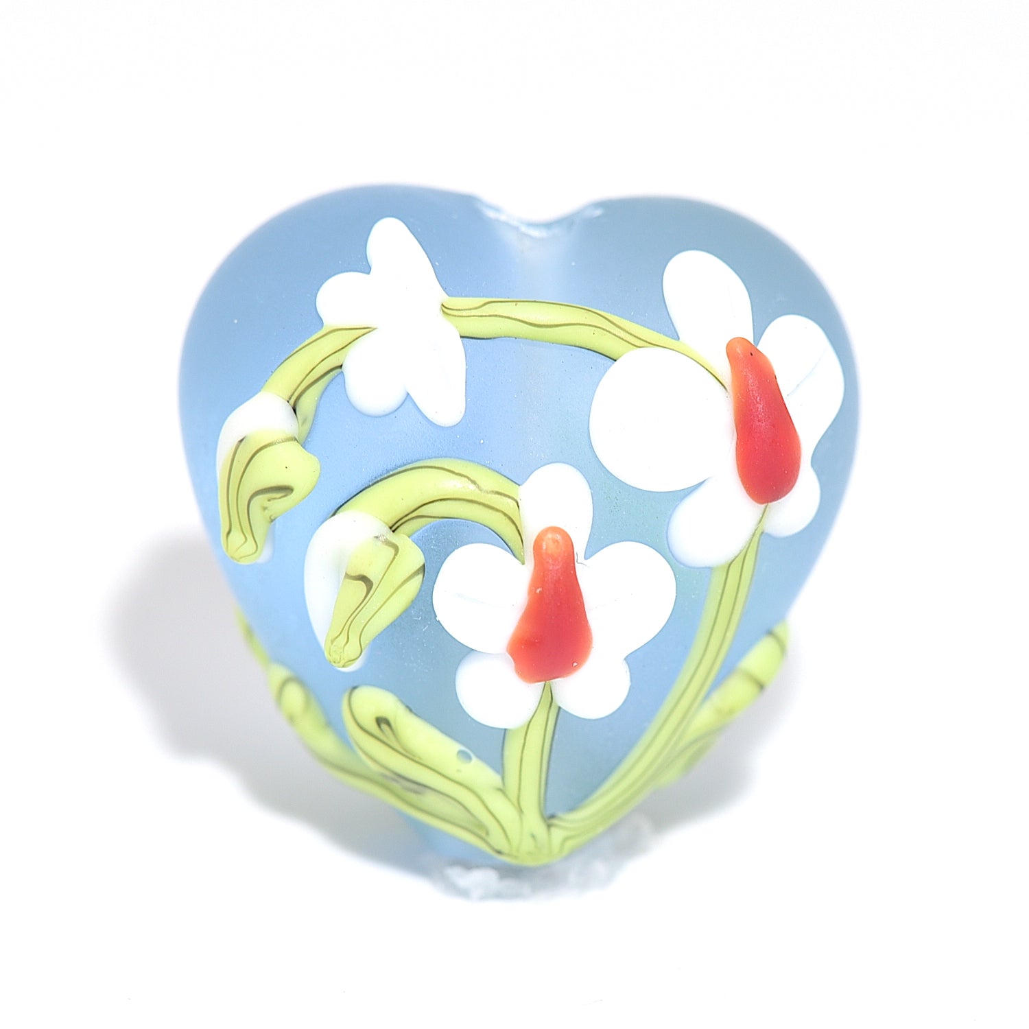 11842505 - White Orchid Heart Focal Bead