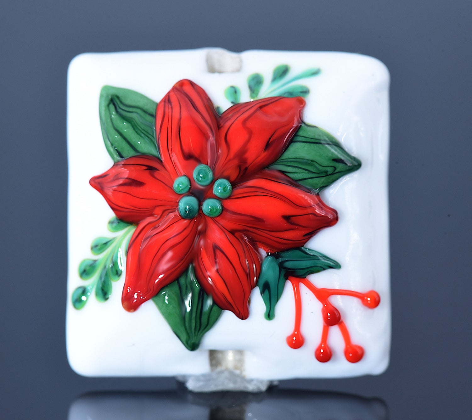 11843404 - Red Poinsettia Christmas Pillow Focal Bead
