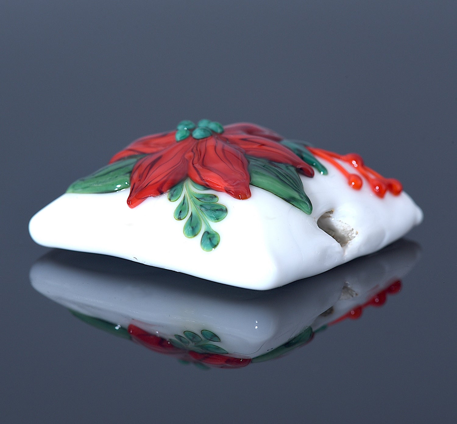 11843404 - Red Poinsettia Christmas Pillow Focal Bead