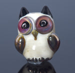 OWL-M-05 - Ivory Owl Bead with Brown Eyes, size M