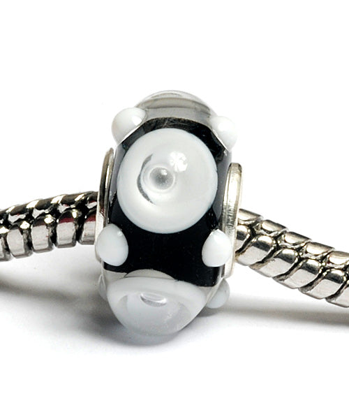 SC10001 - Large Hole Black/White Rondelle Bead