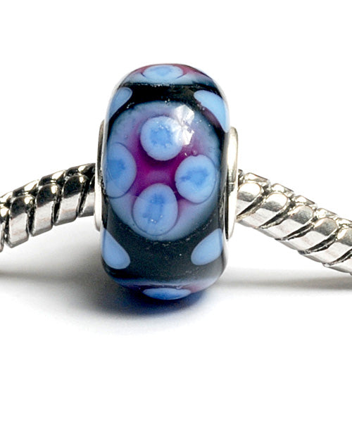 SC10008 - Large Hole Black w/Purple Rondelle Bead