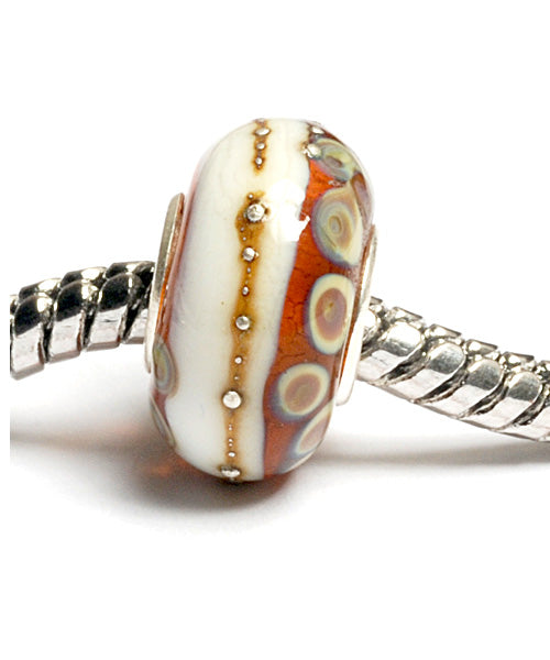 SC10010 - Large Hole Dark Brown w/Ivory Rondelle Bead