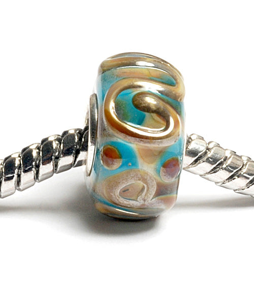SC10031 - Large Hole Light Blue w/Metal Stringers Rondelle Bead