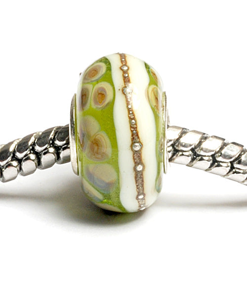 SC10051 - Large Hole Transparent Green w/Ivory Rondelle Bead