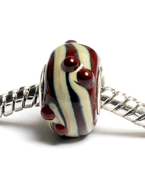 SC10064 - Large Hole Dark Brown w/Beige Rondelle Bead