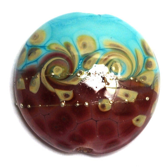 LimitedSO - Limited Quantity Turquoise & Amethyst w/Beige Lentil Focal Bead