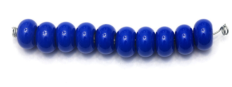 SP004 - Ten Opaque Royal Blue Rondelle Spacer Beads
