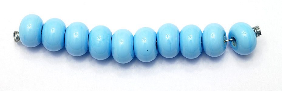 SP005 - Ten Opaque Powder Blue Rondelle Spacer Beads