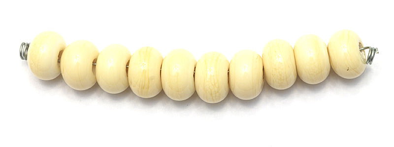 SP009 - Ten Opaque Cream Rondelle Spacer Beads