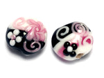 10107102 - Seven Black & White w/Pink Lentil Beads